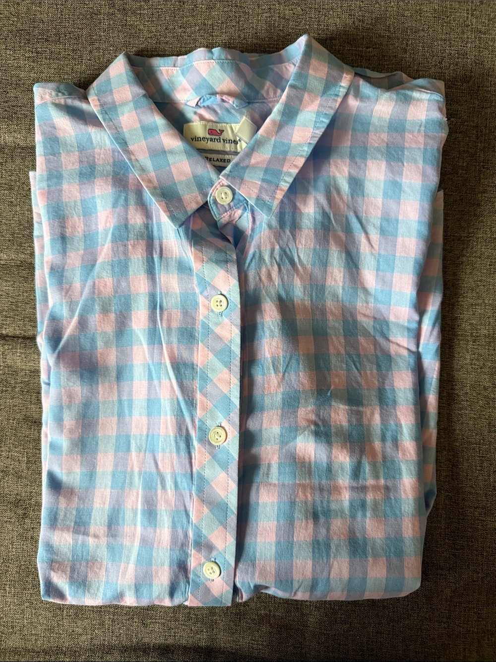 Vineyard Vines Pink & Blue Gingham Casual Button-Down Shirt
